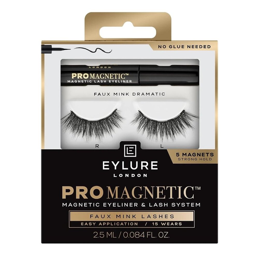 Eylure London Pro Magnetic Eyeliner & Lash System Faux Mink Dramatic 5 Magnets